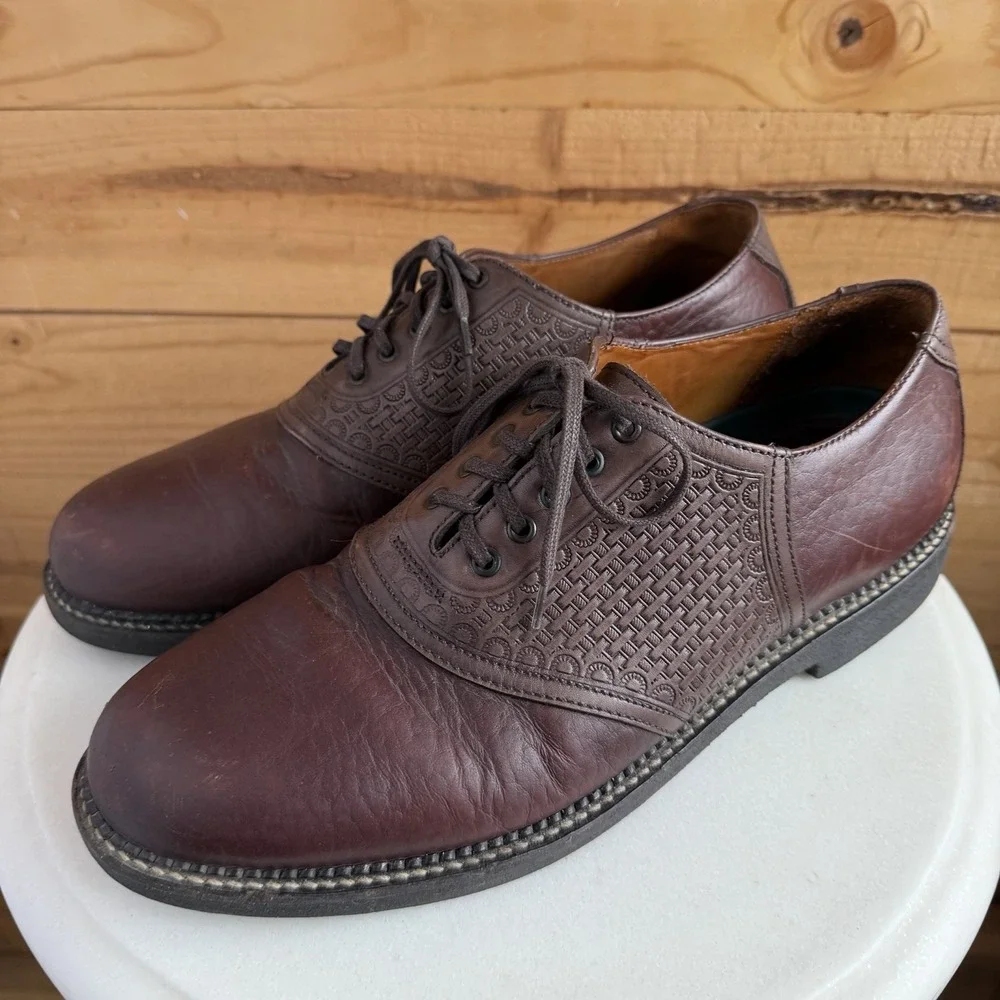 H.S. Trask Brown‎ Bison Leather Bozeman MT. Collection Oxford Derby Shoes Sz 11